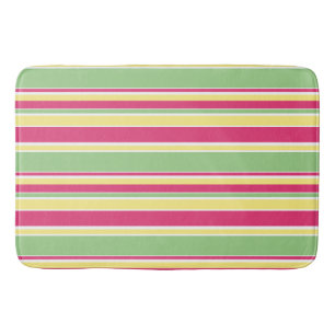Pink, green and yellow stripes bath mat