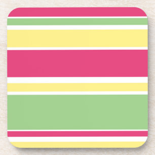 Pink, green and yellow stripes coaster