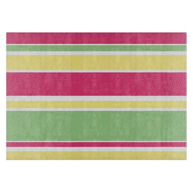 Pink, green and yellow stripes cutting board (Front)