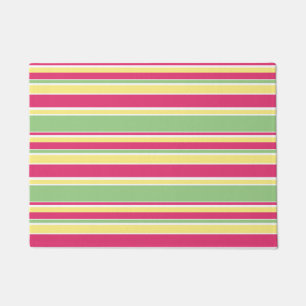 Pink, green and yellow stripes doormat