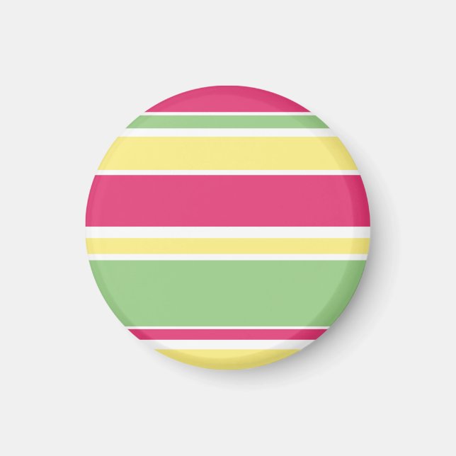 Pink, green and yellow stripes magnet (Front)