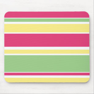 Pink, green and yellow stripes mouse pad