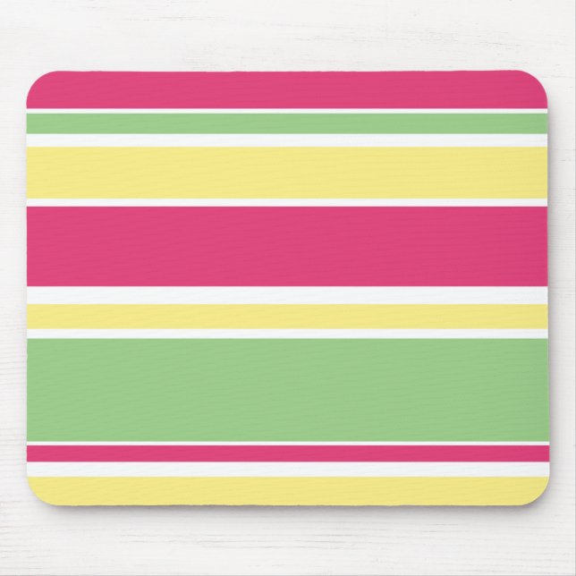 Pink, green and yellow stripes mouse pad (Front)