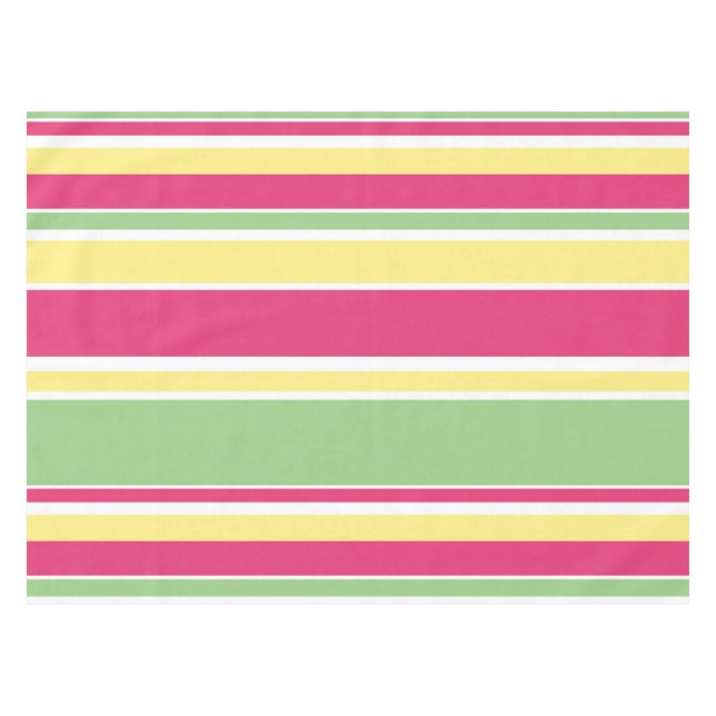 Pink, green and yellow stripes tablecloth (Front (Horizontal))