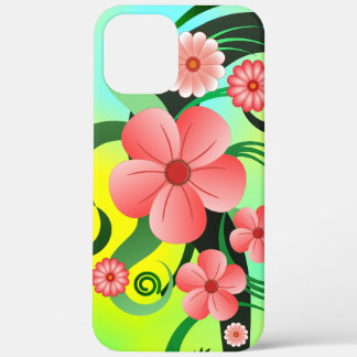 Pink Green and Yellow Tropical Hibiscus Floral iPhone 12 Pro Max Case