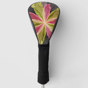 Pink Green Anthracite Fantasy Flower Fractal Art Golf Head Cover