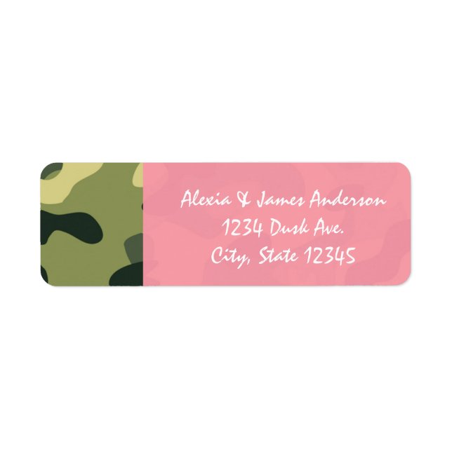 Pink & Green Army Camouflage Camo Address Labels (Front)