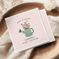 Pink Green Baby in Bloom Baby Shower Paper Napkin