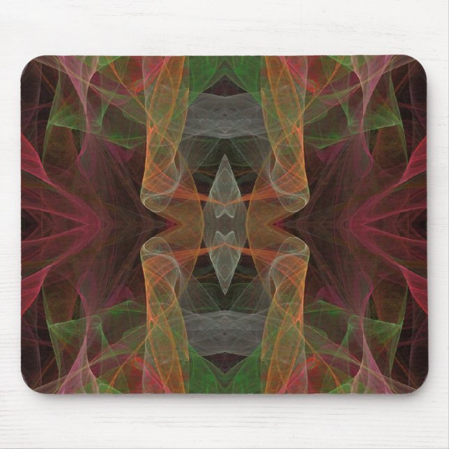 Pink, Green & Black Fractal Mousepad (Front)
