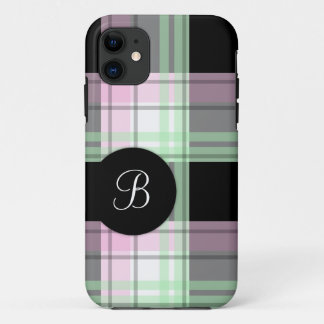 Pink Green Black Plaid Monogram iPhone 5 Case