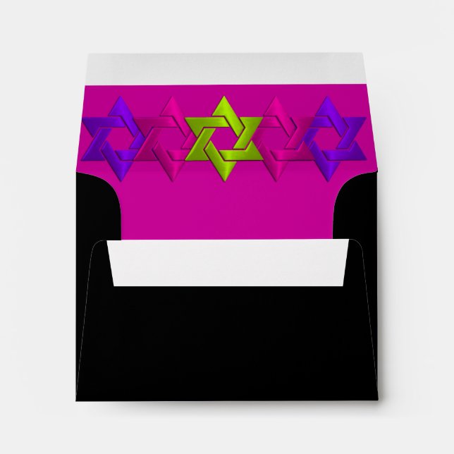 Pink Green Black RSVP Envelope (Back (Bottom))