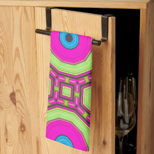 Pink Green Blue Abstract Tea Towel