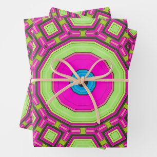 Pink Green Blue Abstract Wrapping Paper Sheet