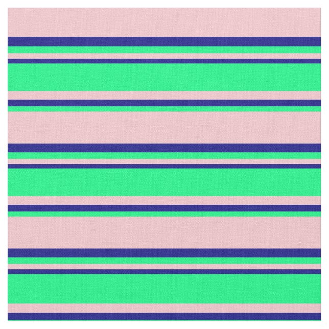 Pink, Green & Blue Coloured Lined/Striped Pattern Fabric (Close Up)