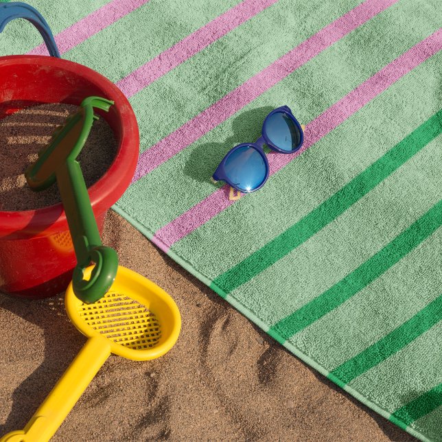 Pink Green Blue Custom Initial Beach Towel (Creator Uploaded)