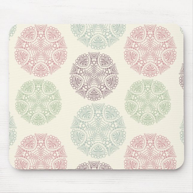Pink green blue pastel colour mandala pattern mouse pad (Front)