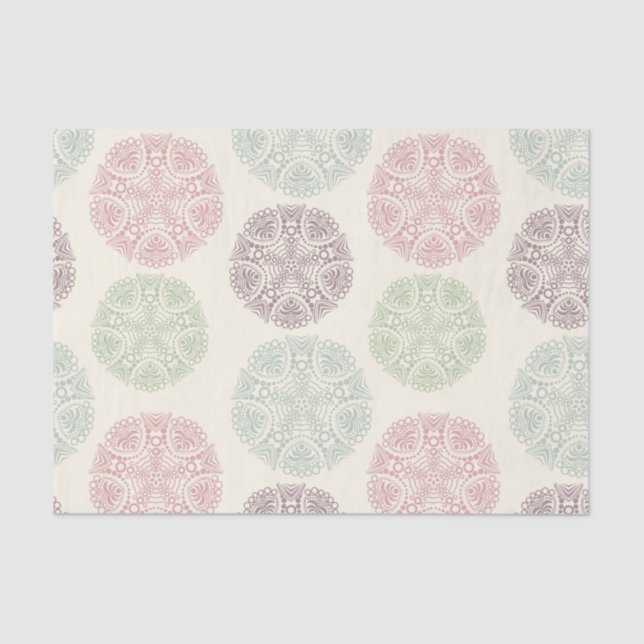 Pink green blue pastel colour mandala pattern tissue paper (Front)