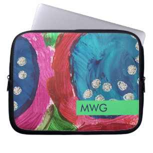 Pink Green Blue Silver Mod Monogram iPad Sleeve