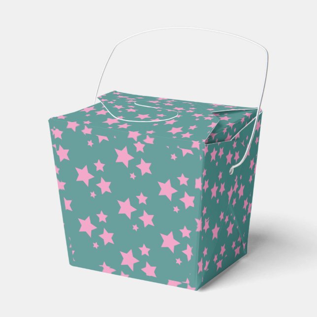 Pink Green Blue Teal Stars Modern design Favour Box (Front Side)