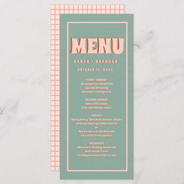 Pink Green Bold Groovy Typography Wedding Menu (Creator Uploaded)