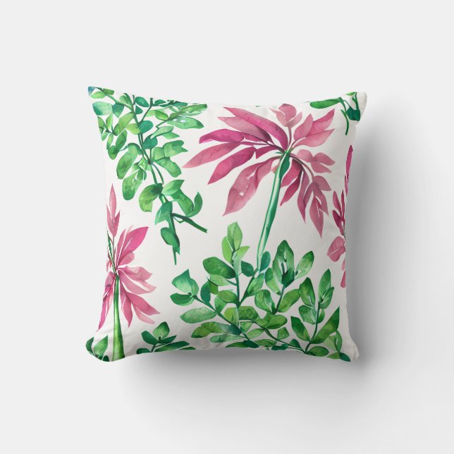 Pink & Green Botanical Cushion (Front)