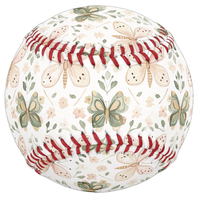 Pink Green Butterflies Softball (Front)