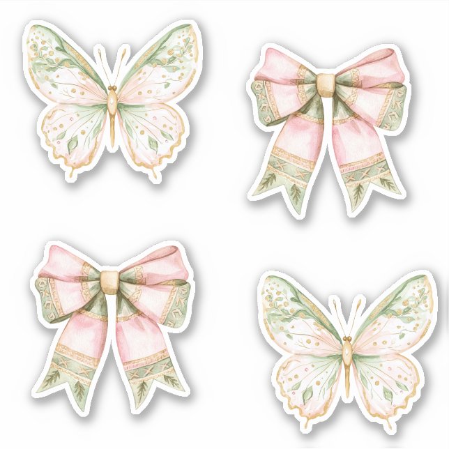 Pink Green Butterflies Wedding   (Front)