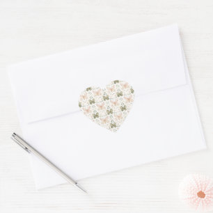 Pink Green Butterflies Wedding Heart Sticker