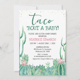 Pink Green Cactus Taco 'Bout A Baby Baby Shower Invitation