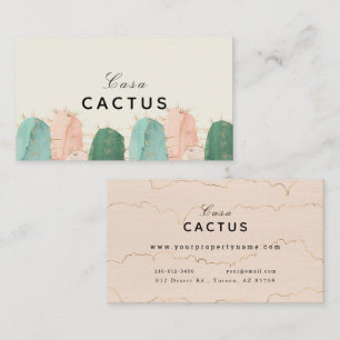 Pink & Green Cactus Vacation Rentals Airbnb Business Card