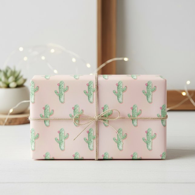 Pink & Green Cactus Wrap: Cute Gift Vibe Wrapping Paper Sheet (Pink & Green Cactus Wrap: Cute Gift Vibe Wrapping Paper Sheets)