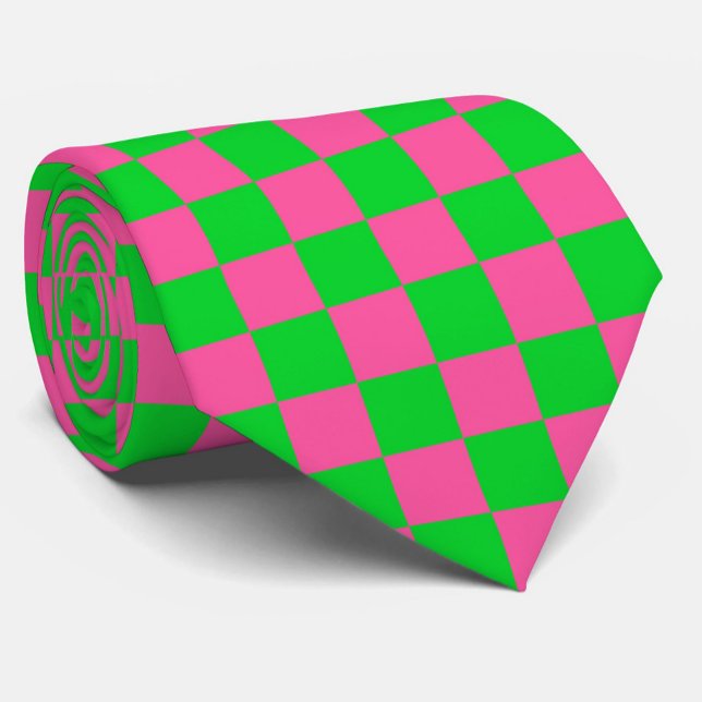 Pink Green Chequered Check Pattern Tie (Creator Uploaded)