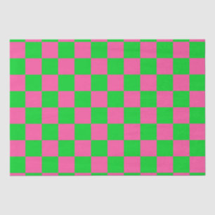 Pink Green Chequered Check Pattern Tissue Paper