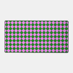 Pink Green Chequered Diamond Pattern Desk Mat