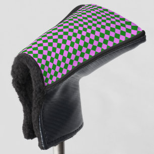 Pink Green Chequered Diamond Pattern Golf Head Cover