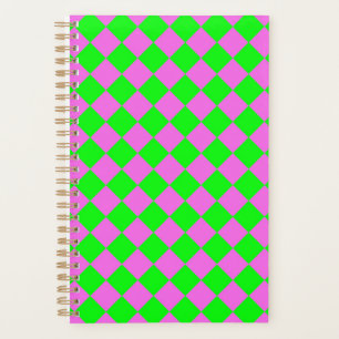 Pink Green Chequered Diamond Pattern  Planner