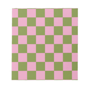 Pink Green Chequered Gingham Pattern Notepad