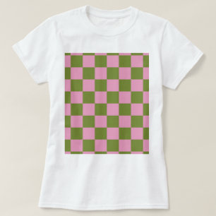 Pink Green Chequered Gingham Pattern T-Shirt