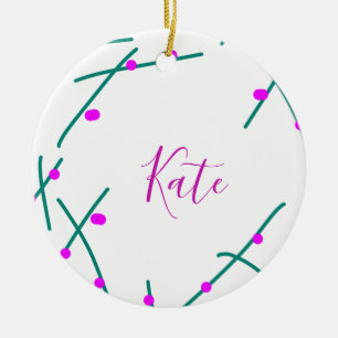 Pink green cherry tree name boho retro rustic bold ceramic tree decoration