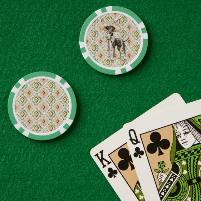 Pink Green Chihuahua Dog Poker Chips (Poker Table (Double))