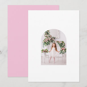 Pink Green Christmas Family Photo Vellum Backing Holiday Card