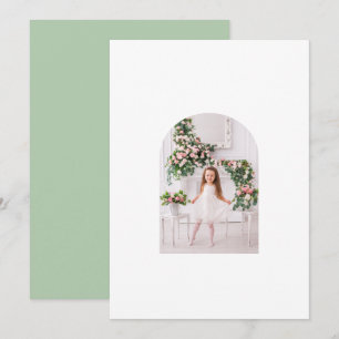 Pink Green Christmas Family Photo Vellum Backing Holiday Card