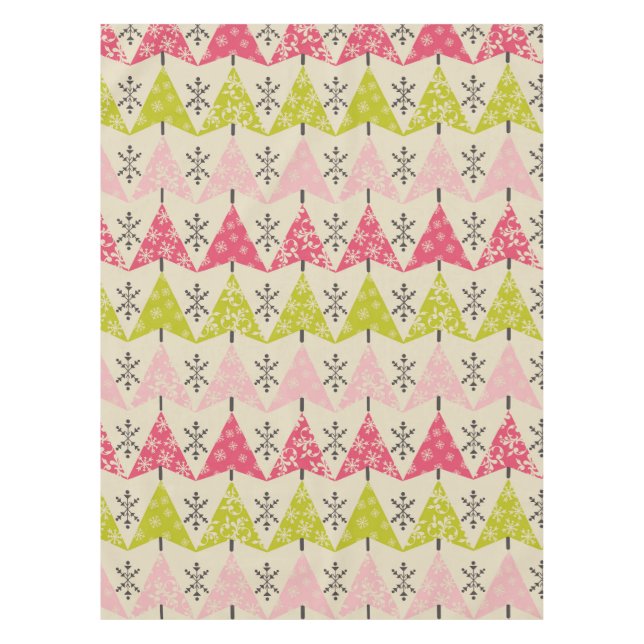 Pink & green Christmas trees. Tablecloth (Front)