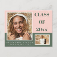 Pink Green Colour Block 2 Photo 2022 Graduation