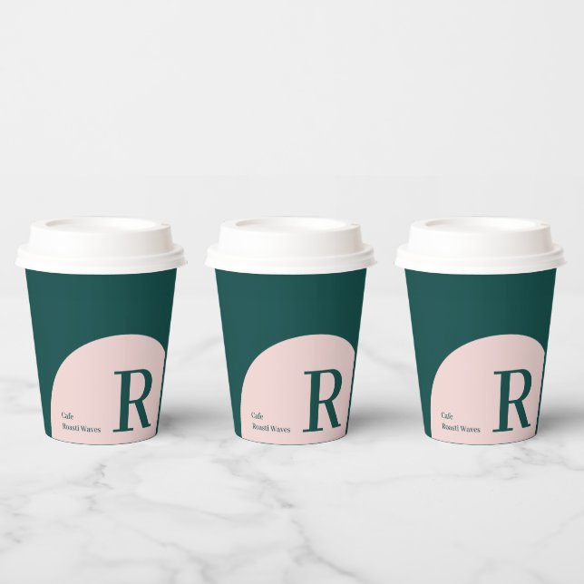 Pink & Green | Colour Block Business Custom Coffee Paper Cups (Multi)