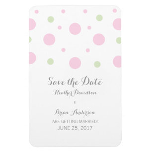 Pink Green Confetti Save the Date Magnet