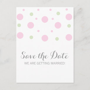 Pink Green Confetti Save the Date Postcard