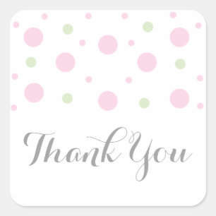 Pink Green Confetti Wedding Thank You Stickers