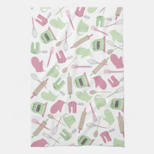 Pink & Green Cooking Themed Kitchen Towel