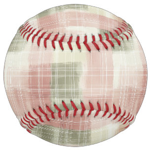 Pink Green Cream Plaid Stripes Softball
